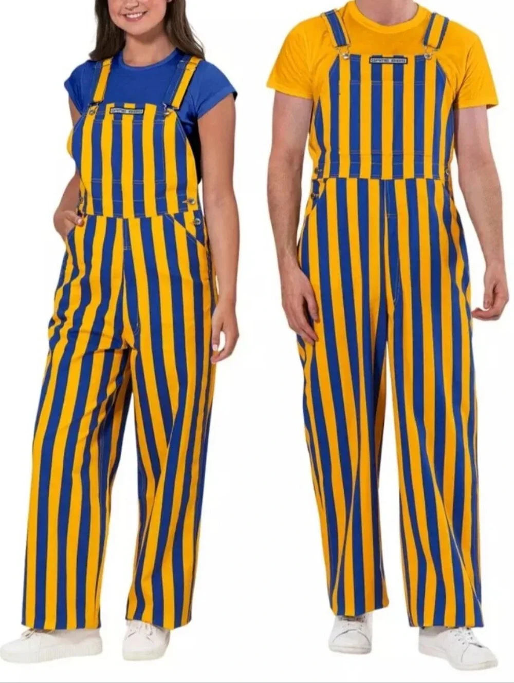 Game Bibs Overall Striped Unisex Blue Yellow